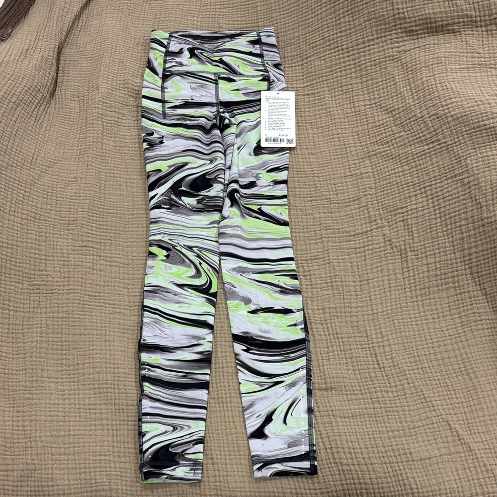 Lululemon Athletica Black and Green Swirl Leggings